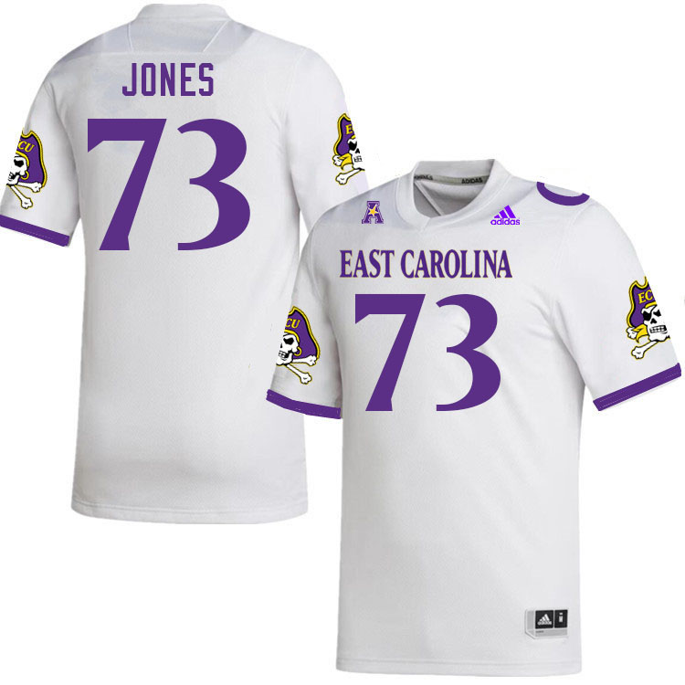 Men #73 Karson Jones ECU Pirates College Football Jerseys Stitched-White